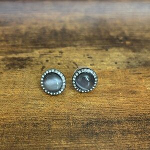 Silver-Tone Round Disc Stud Earrings